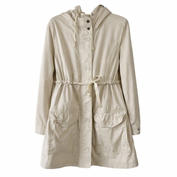 GAP Jackets & Blazers - Gap Beige Utility Jacket Hooded Drawstring Cotton | Lightweight‎ Layer